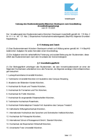Grundbeitragssatzung des Studierendenwerks München Oberbayern ab 01.10.2025